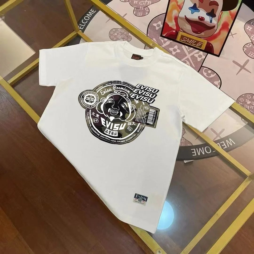 Evisu T-Shirts Short-Sleeve T-Shirt with Seagull Graphic — E VI S*U