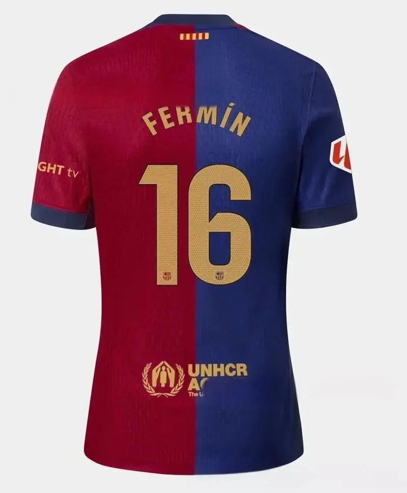 FC Barcelona Football Jerseys 2024/25 Home Jersey — La Liga armband+16 No. fans.
