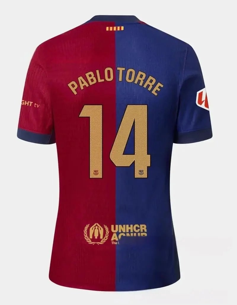 FC Barcelona Football Jerseys 2024/25 Home Jersey — La Liga armband+14 No. fans.