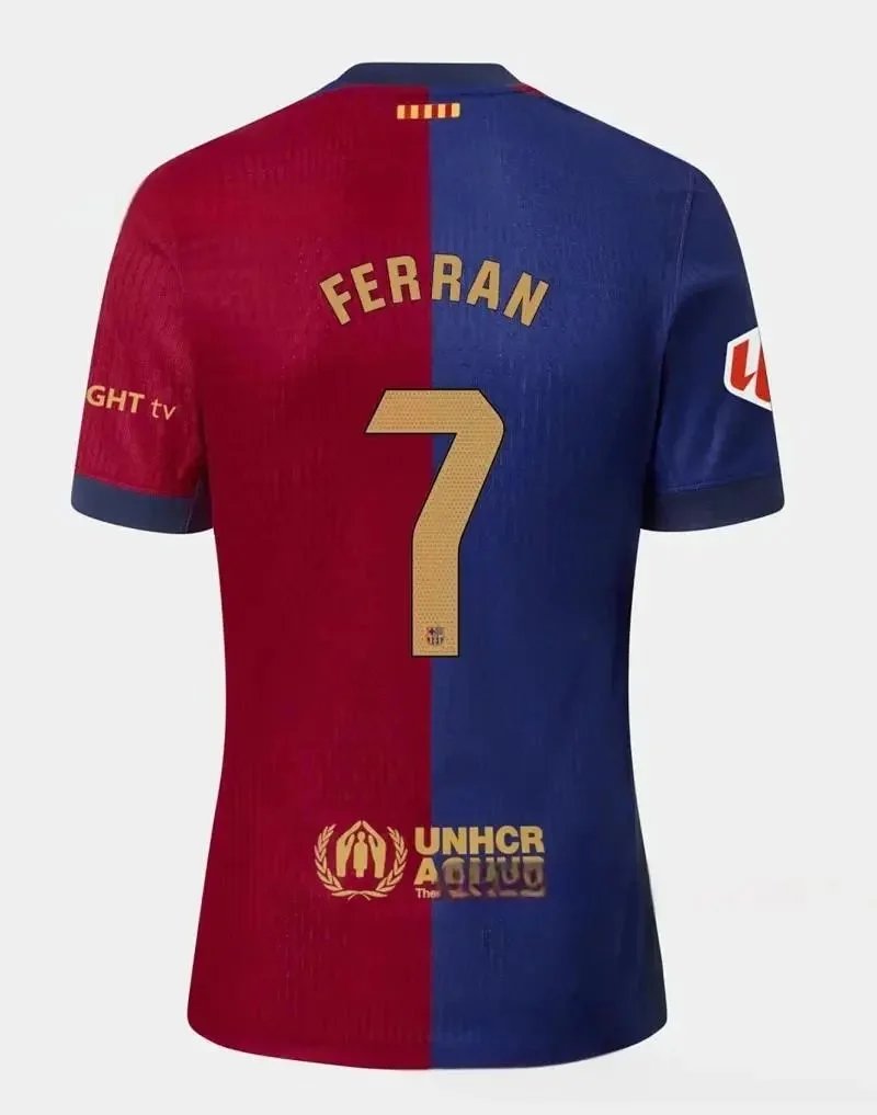 FC Barcelona Football Jerseys 2024/25 Home Jersey — La Liga armband+7 No. fans.