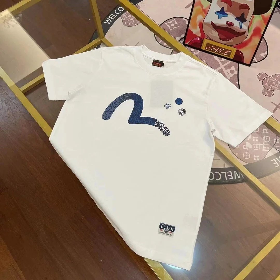 Evisu T-Shirts Short-Sleeve T-Shirt with Seagull Graphic — EVI*SU
