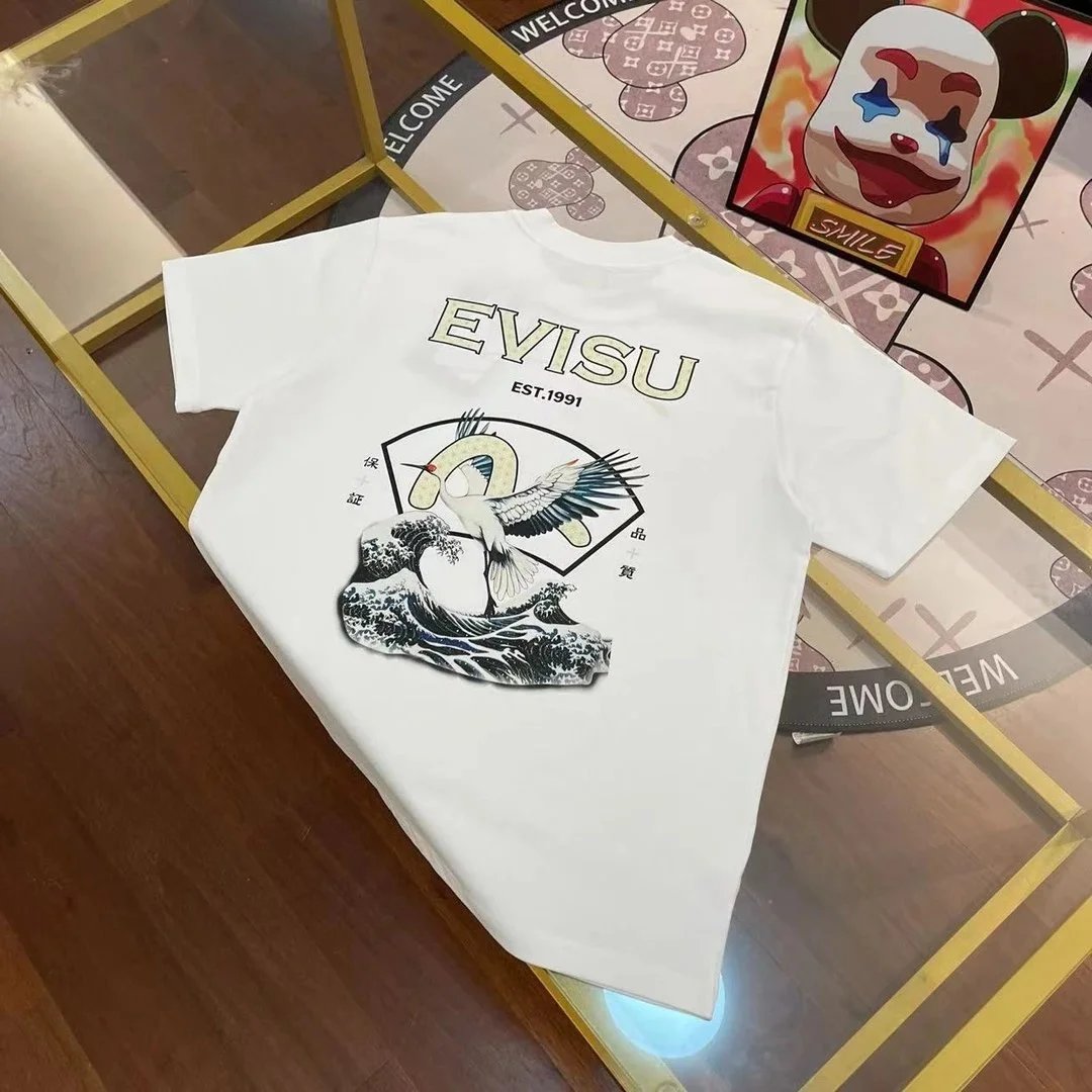 Evisu T-Shirts Short-Sleeve T-Shirt with Seagull Graphic — EVI* SU