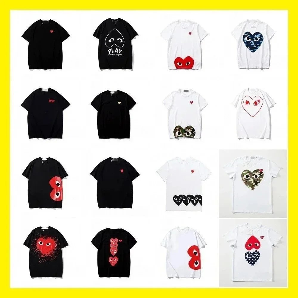 Comme Des Garçons Play Heart Print Black White Casual T-Shirt