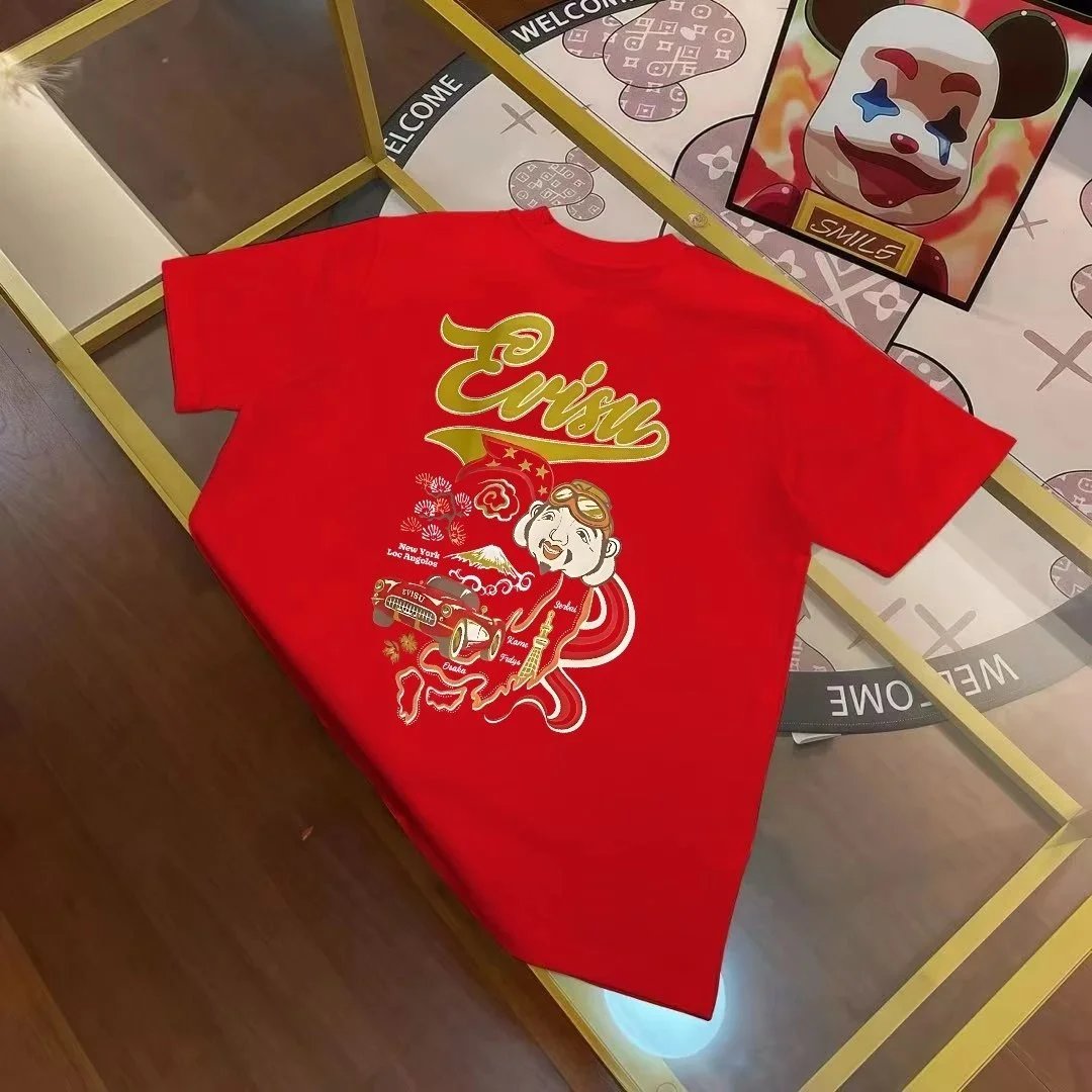 Evisu T-Shirts Short-Sleeve T-Shirt with Seagull Graphic — E V*I SU