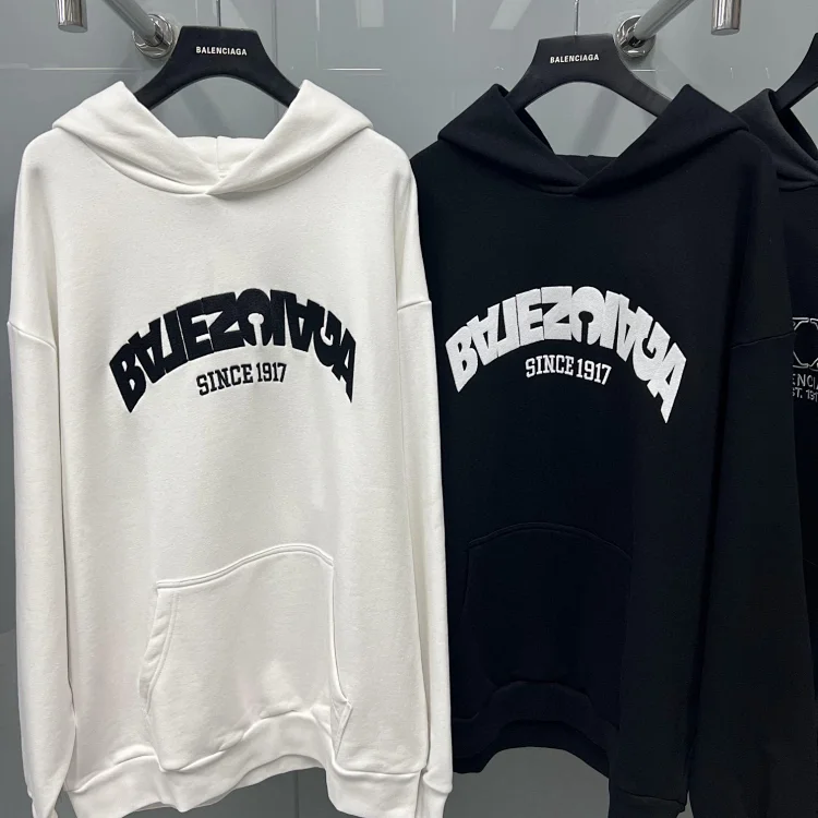 Balenciaga Logo Hoodie White Oversized Hoodie