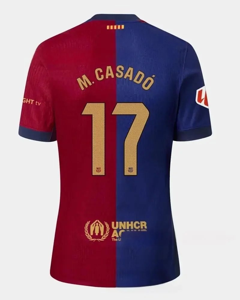 FC Barcelona Football Jerseys 2024/25 Home Jersey — La Liga armband+17 No. fans.