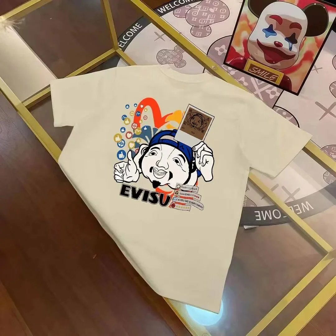 Evisu T-Shirts Short-Sleeve T-Shirt with Seagull Graphic — E *VISU