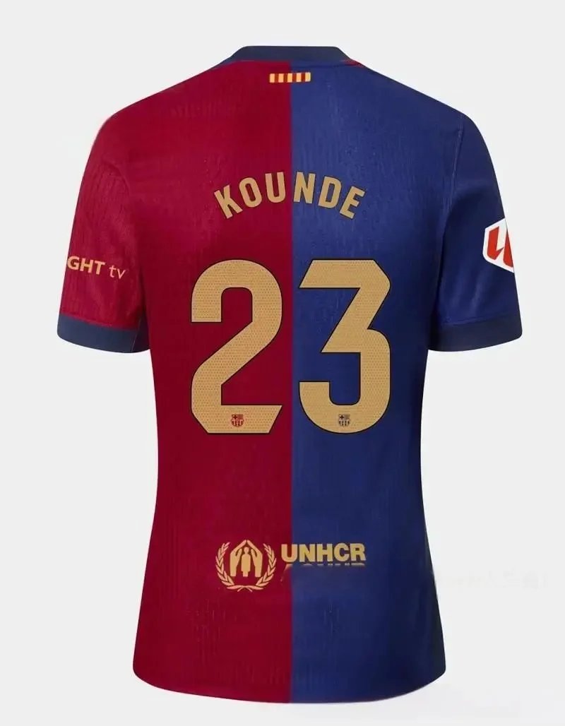 FC Barcelona Football Jerseys 2024/25 Home Jersey — La Liga armband+23 No. fans.