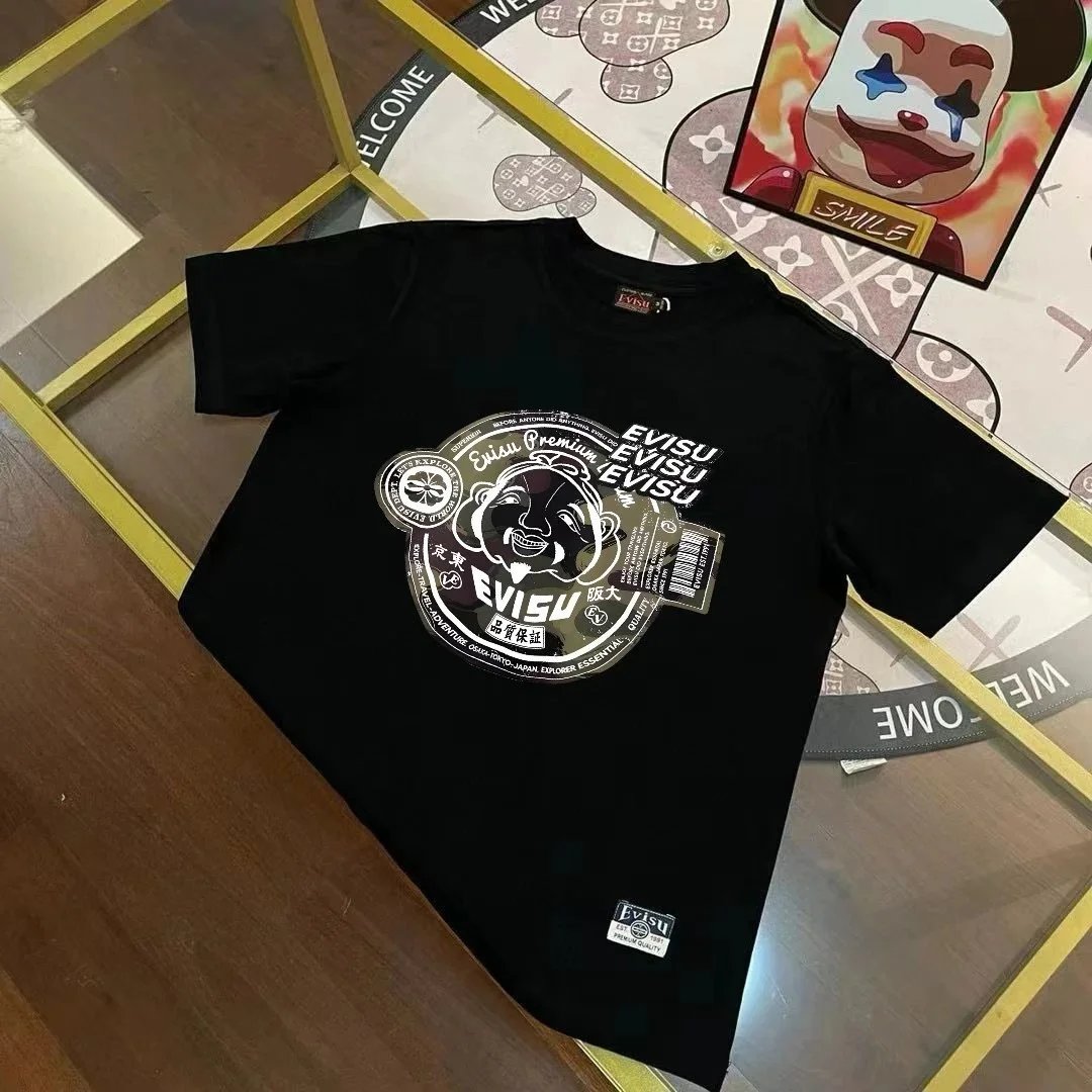 Evisu T-Shirts Short-Sleeve T-Shirt with Seagull Graphic — E V IS*U