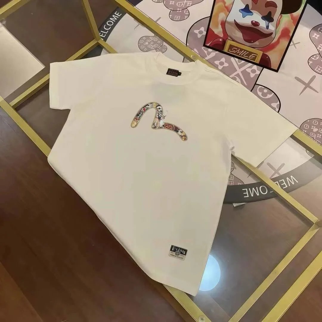 Evisu T-Shirts Short-Sleeve T-Shirt with Patterned Seagull Logo — EVI*SU