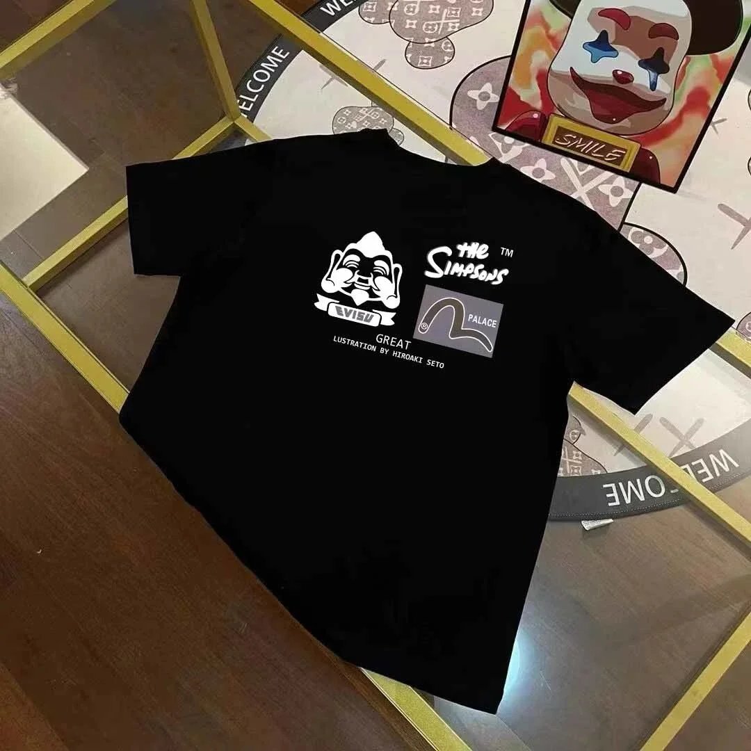 Evisu T-Shirts Short-Sleeve T-Shirt with Patterned Seagull Logo — E*VI SU