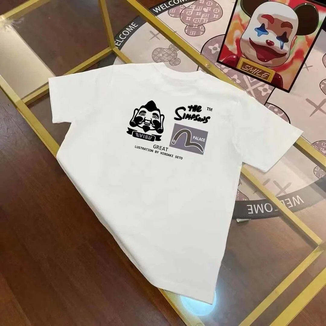 Evisu T-Shirts Short-Sleeve T-Shirt with Patterned Seagull Logo — E*VIS U