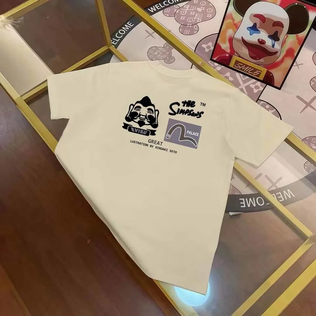 Evisu T-Shirts Short-Sleeve T-Shirt with Patterned Seagull Logo — E V*ISU