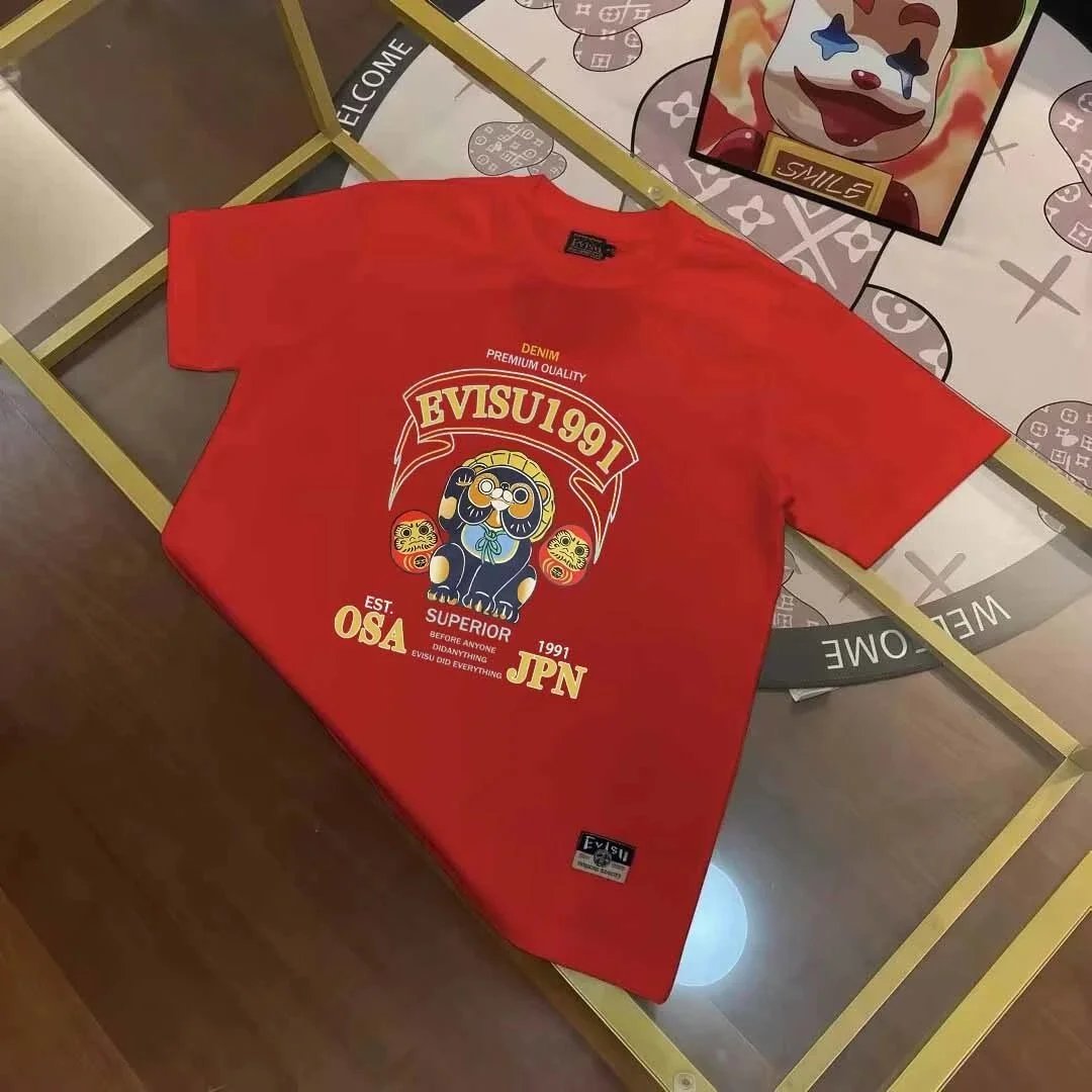 Evisu T-Shirts Short-Sleeve T-Shirt with Patterned Seagull Logo — EV IS*U