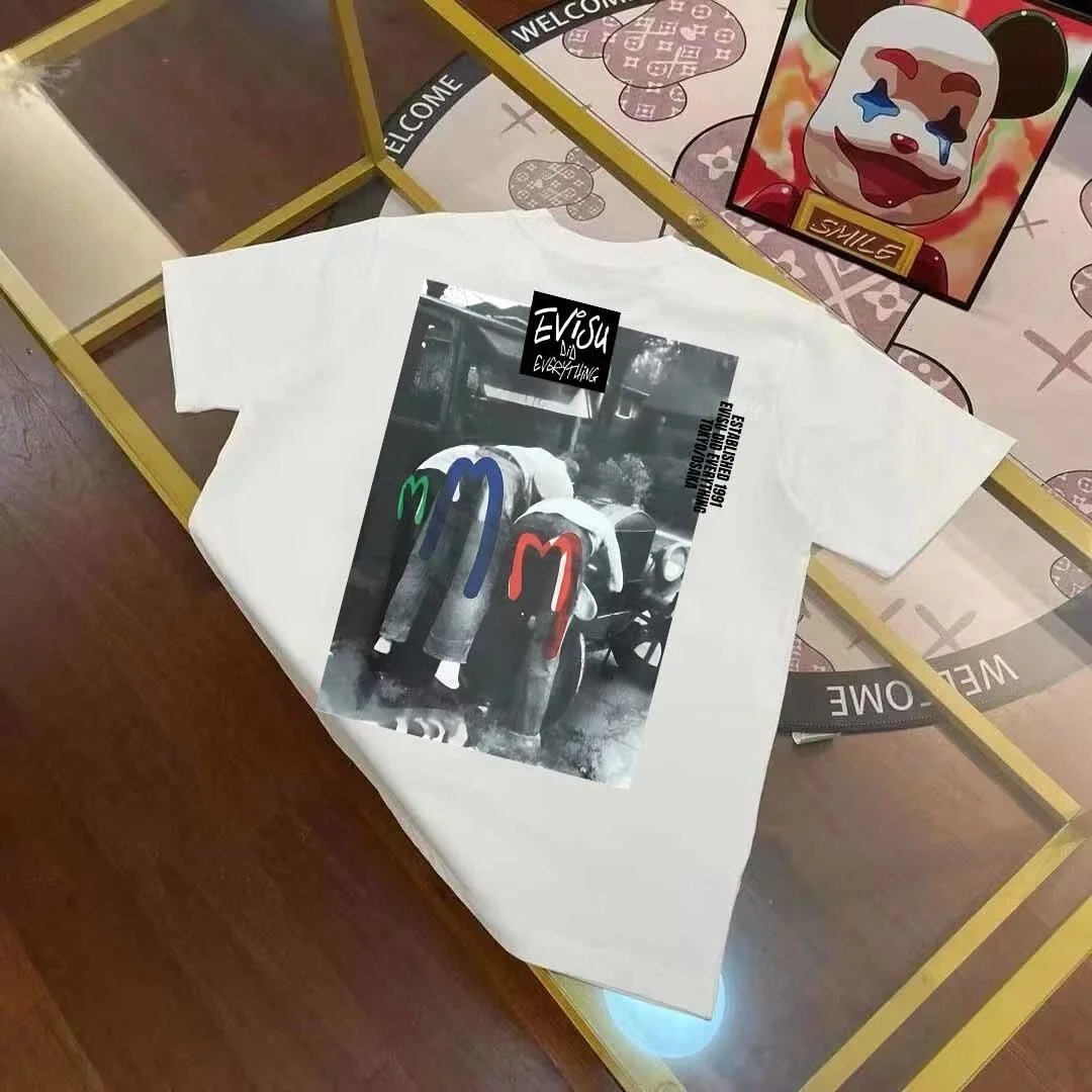 Evisu T-Shirts Short-Sleeve T-Shirt with Patterned Seagull Logo — EVI S*U
