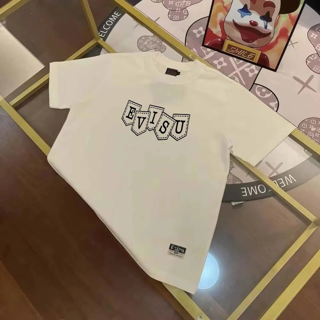Evisu T-Shirts Short-Sleeve T-Shirt with Patterned Seagull Logo — EV*ISU..