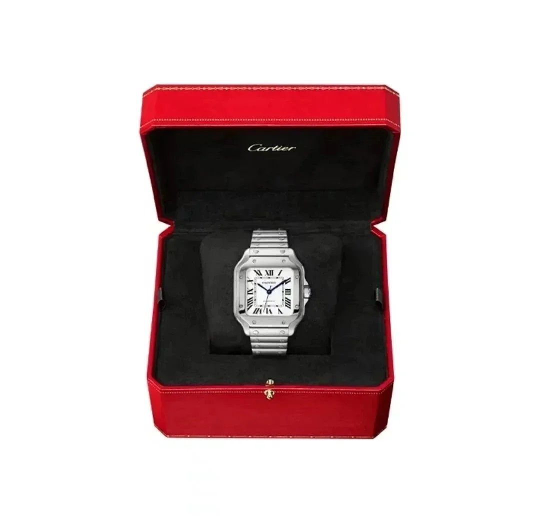 Cartier Santos Silver White Dial Square Watch