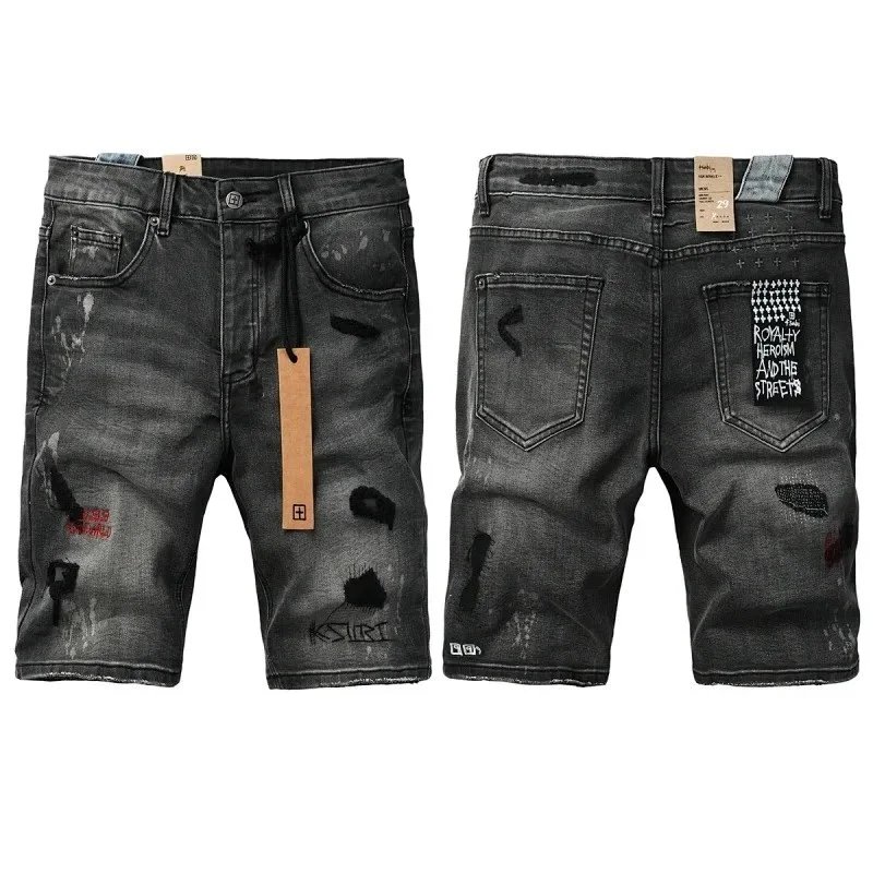 Ksubi Shorts Distressed denim with graphic back patch — K45