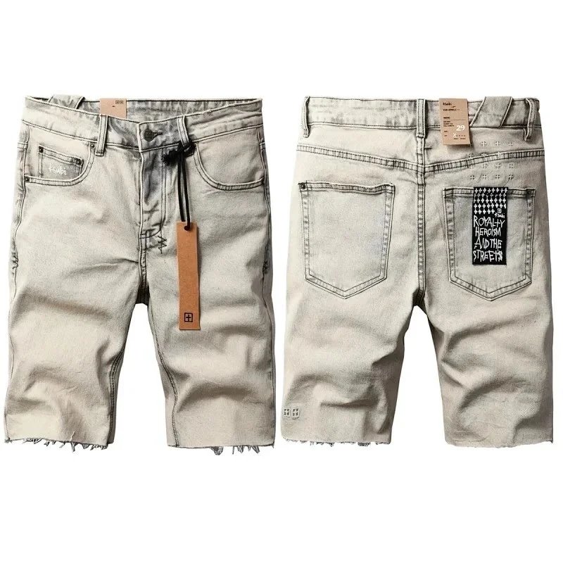Ksubi Shorts Distressed denim with graphic back patch — K48