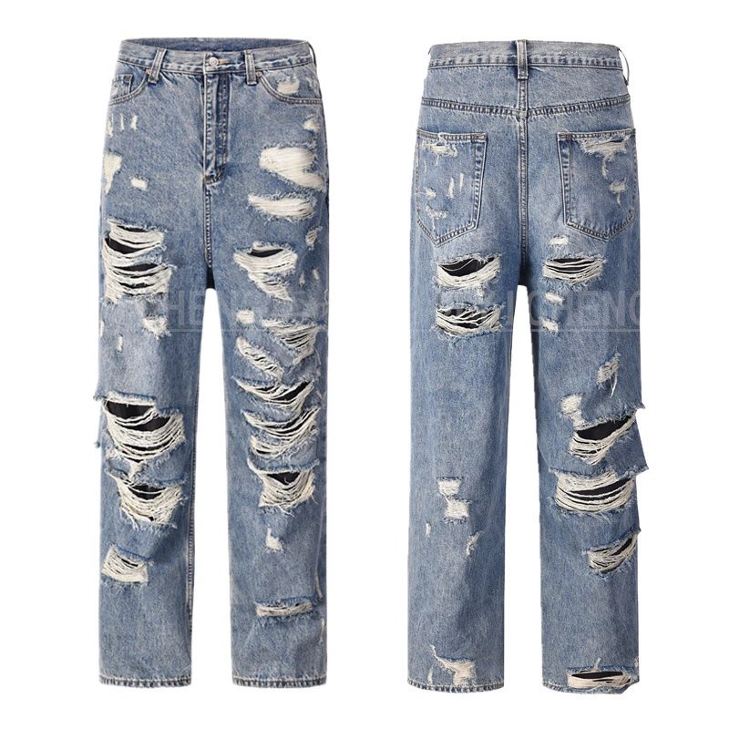 Unbranded Jeans Washed distressed denim — Q 095 Big Ripped Jeans