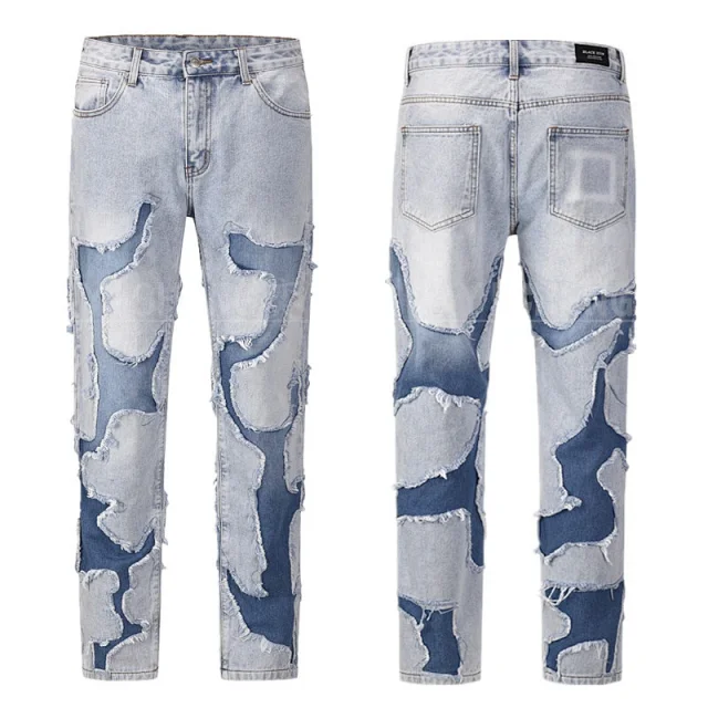 Unbranded Jeans Washed distressed denim product detail image 10