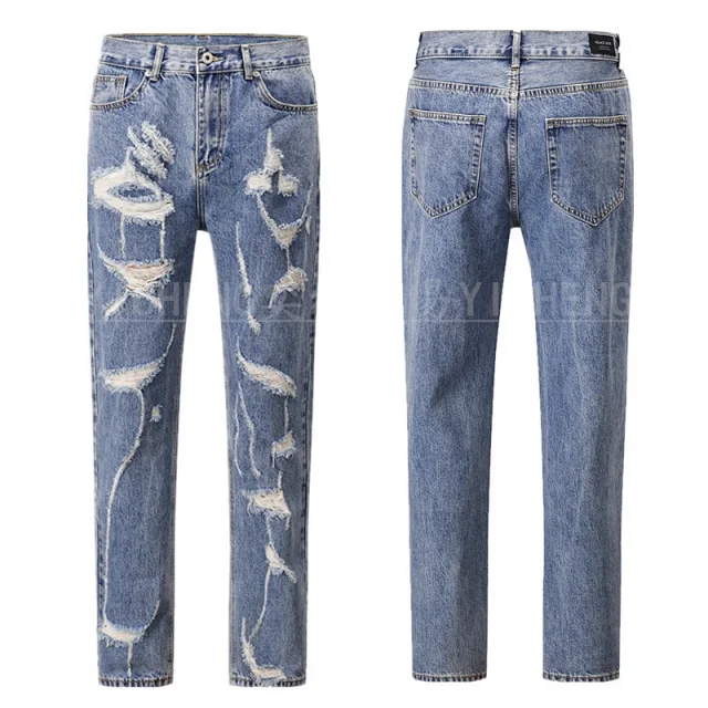Unbranded Jeans Washed distressed denim product detail image 34