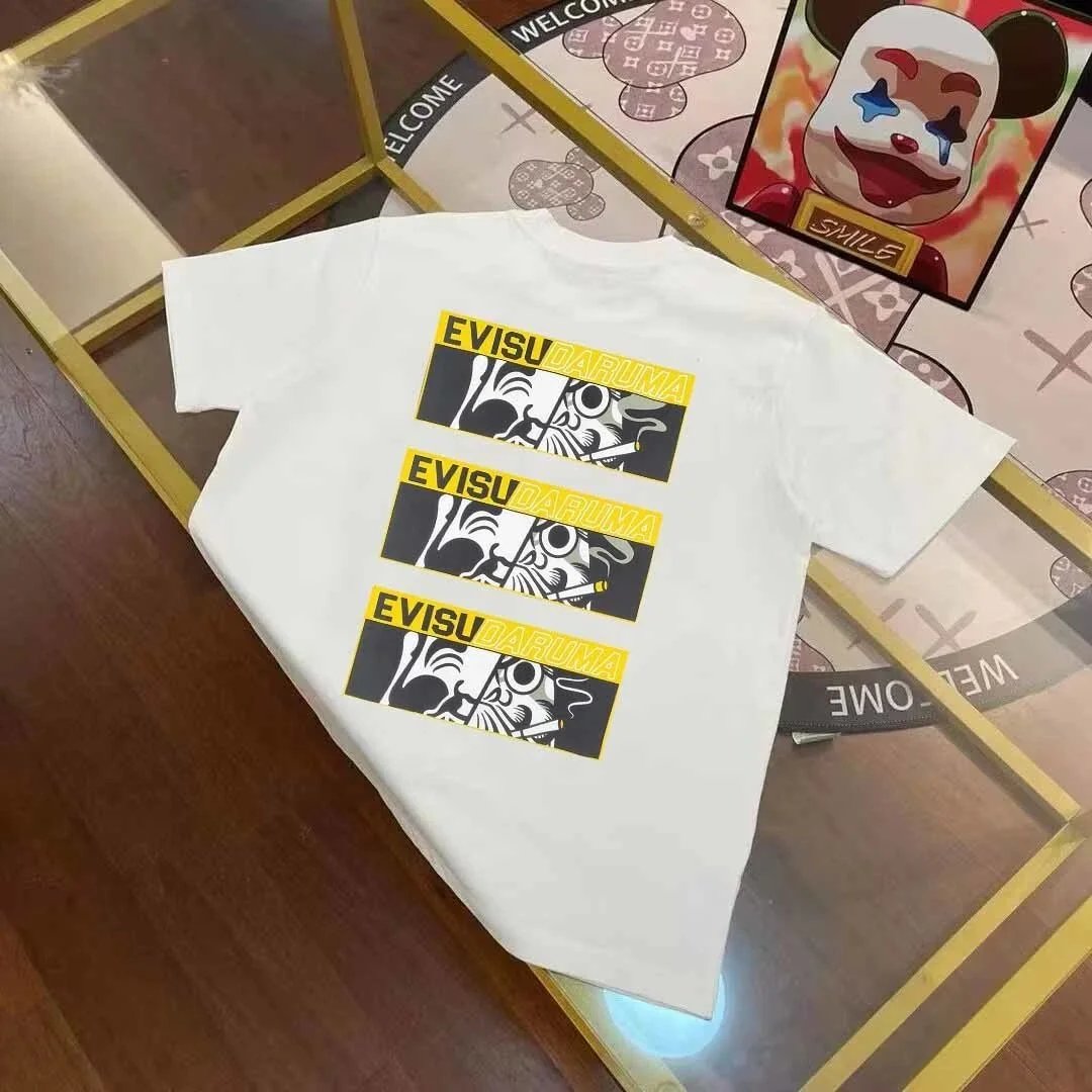 Evisu T-Shirts Short-Sleeve T-Shirt with Patterned Seagull Logo — EVI*SU..