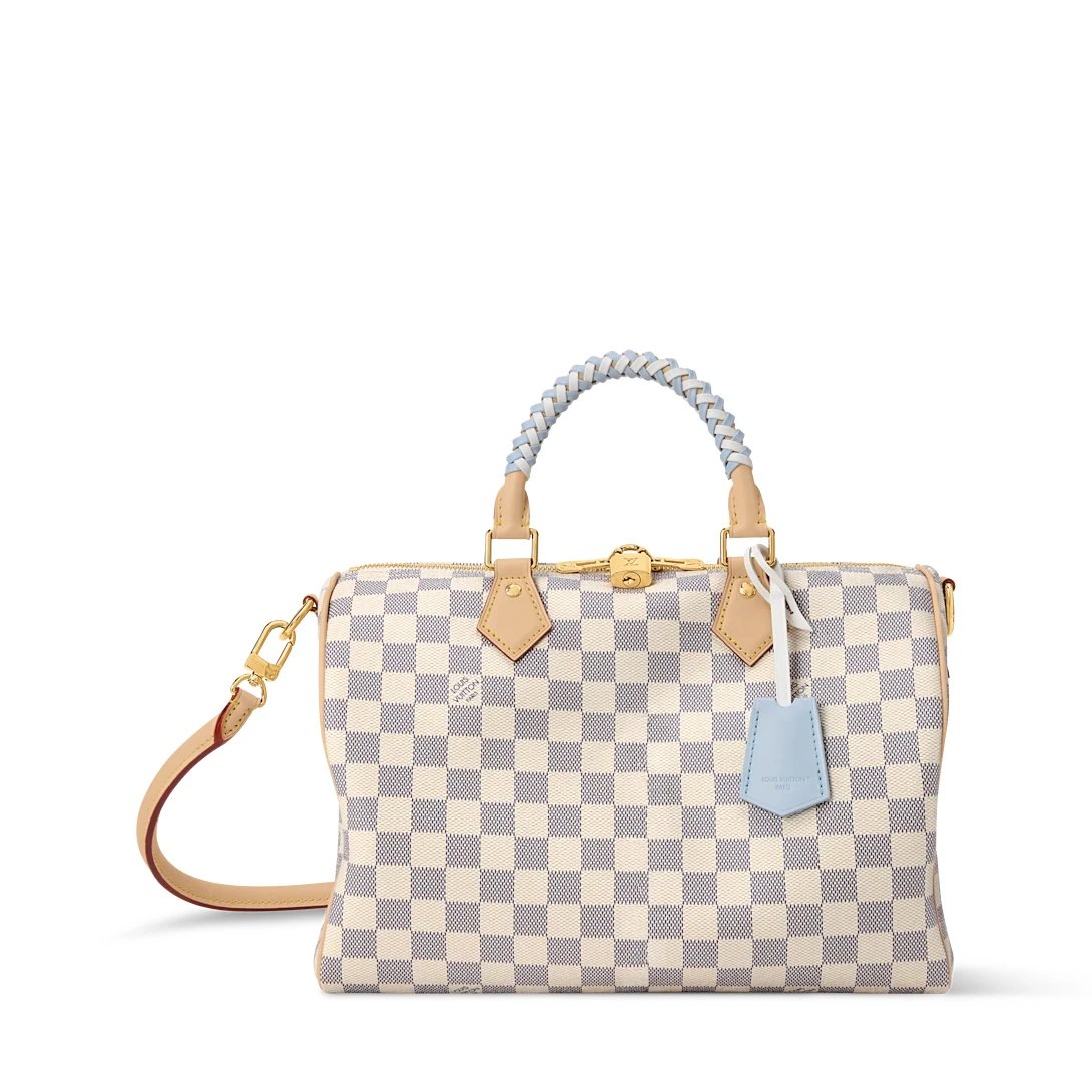 Louis Vuitton Speedy 25 Damier Azur Checkered Tote Bag