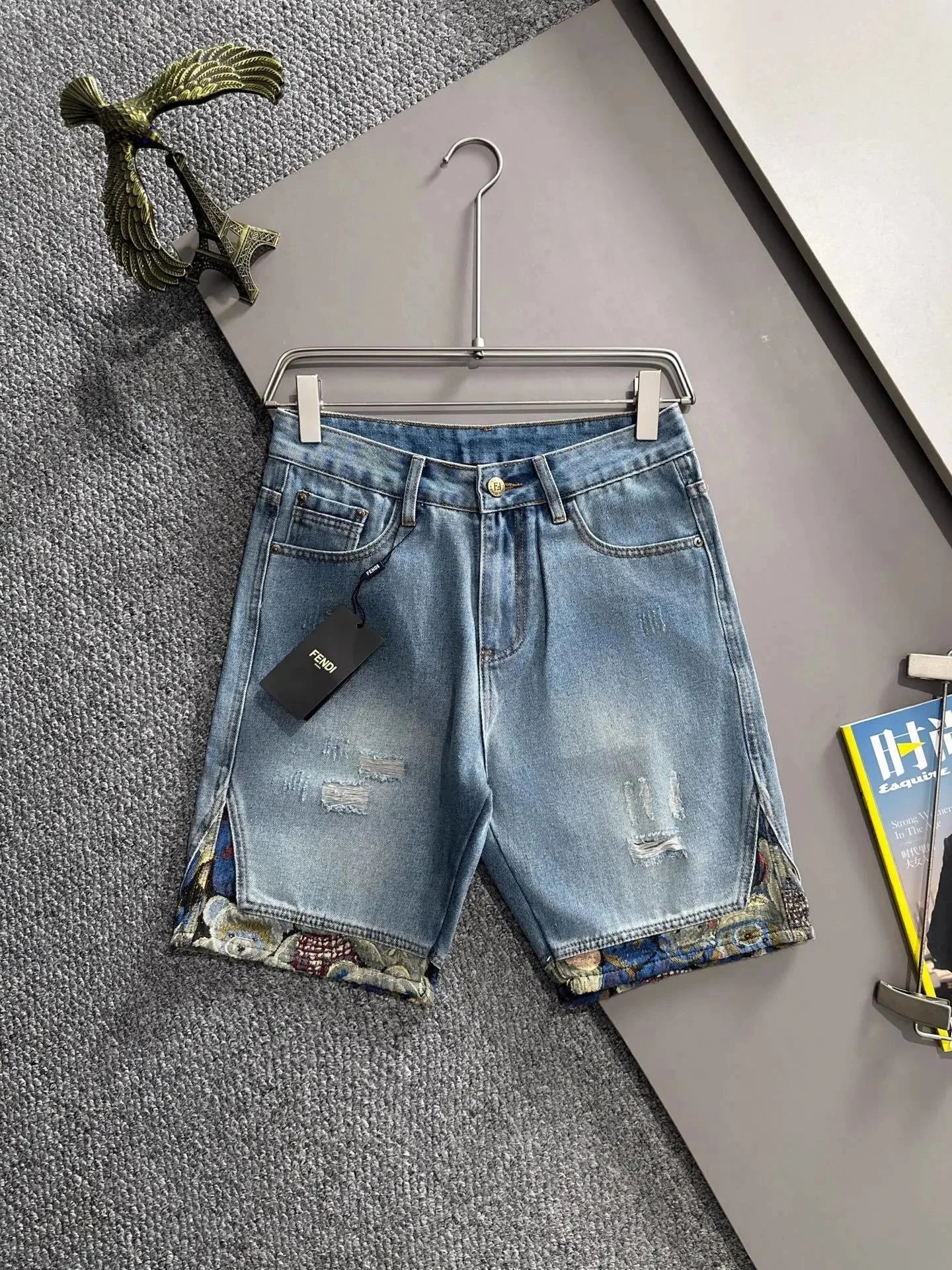 Louis Vuitton Shorts Denim with Patterned Cuffs — FE*NDI