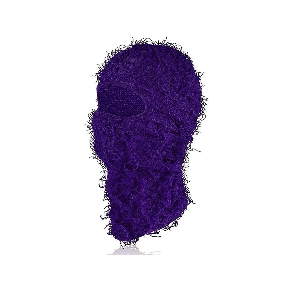Unbranded Hats Knitted Single-Hole Balaclava — Deep purple