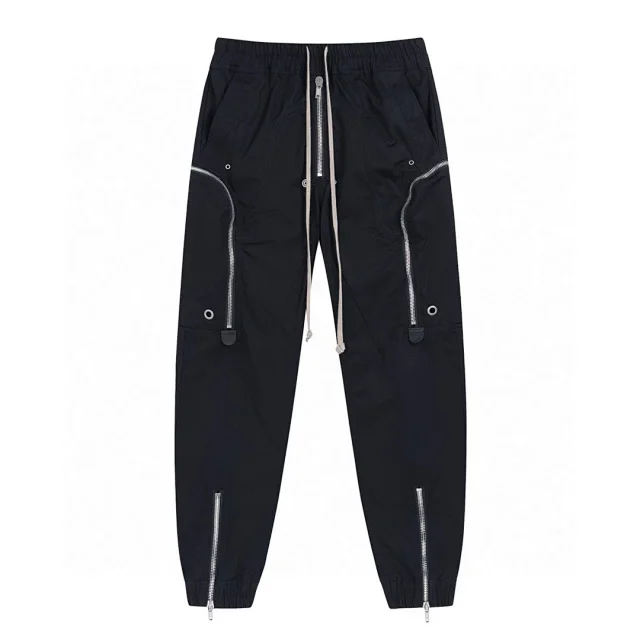 Cargo Pants Black Utility Zipper Style