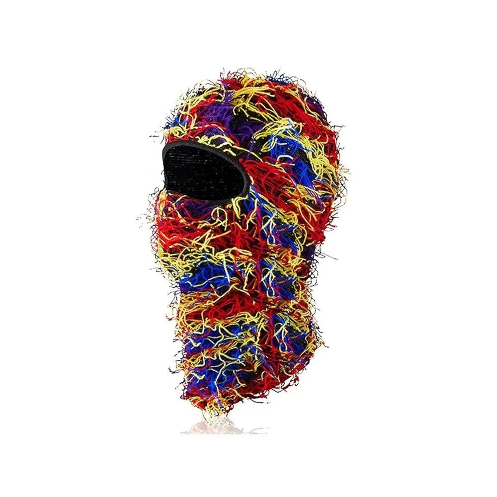Unbranded Hats Knitted Single-Hole Balaclava — Camouflage Rainbow