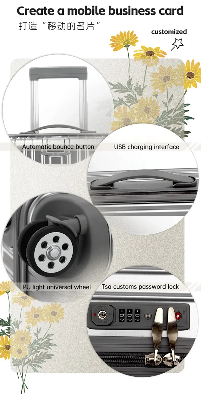Unbranded Travel Bags Aluminum-frame hard-shell spinner suitcase product detail image 23