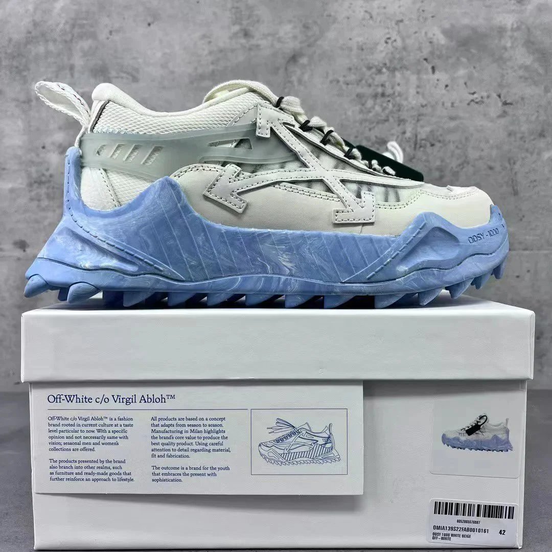 Off-White Sneakers ODSY-1000 — White and light blue tie-dye