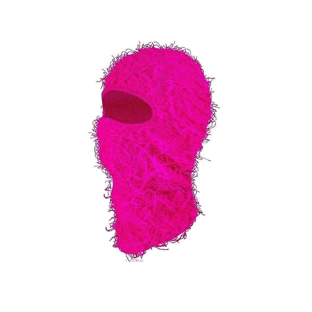 Unbranded Hats Knitted Single-Hole Balaclava — Rose red