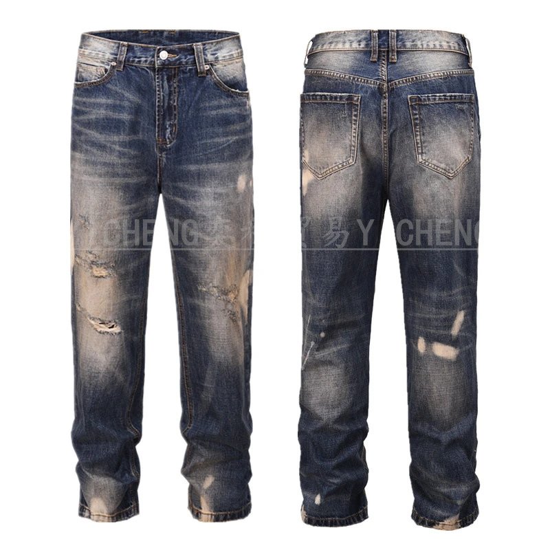 Unbranded Jeans Washed distressed denim — Q 115 Wash Destruction Jeans