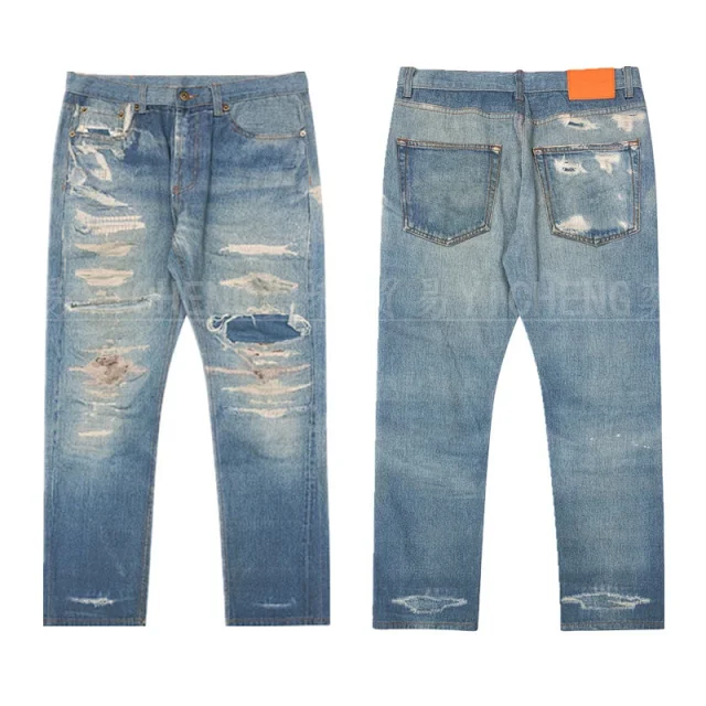 Unbranded Jeans Washed distressed denim product detail image 1
