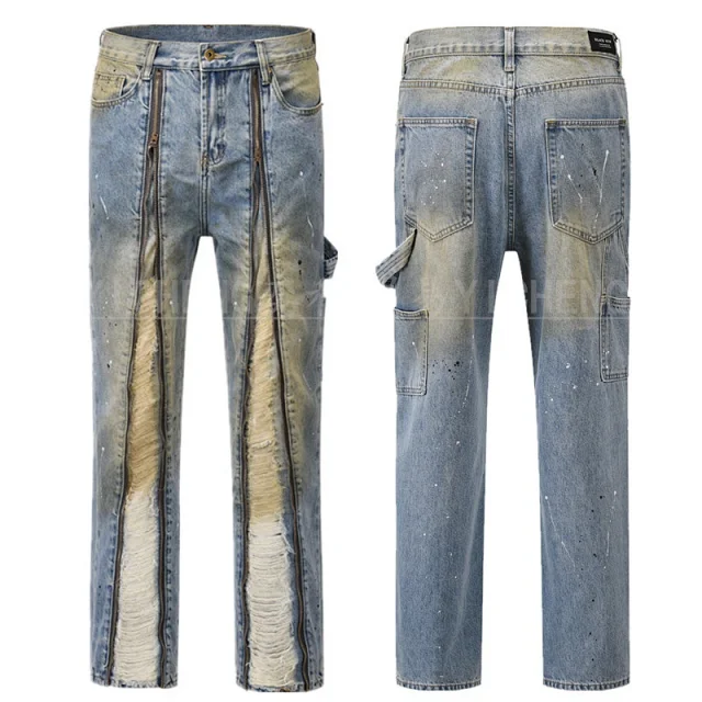 Unbranded Jeans Washed distressed denim product detail image 38