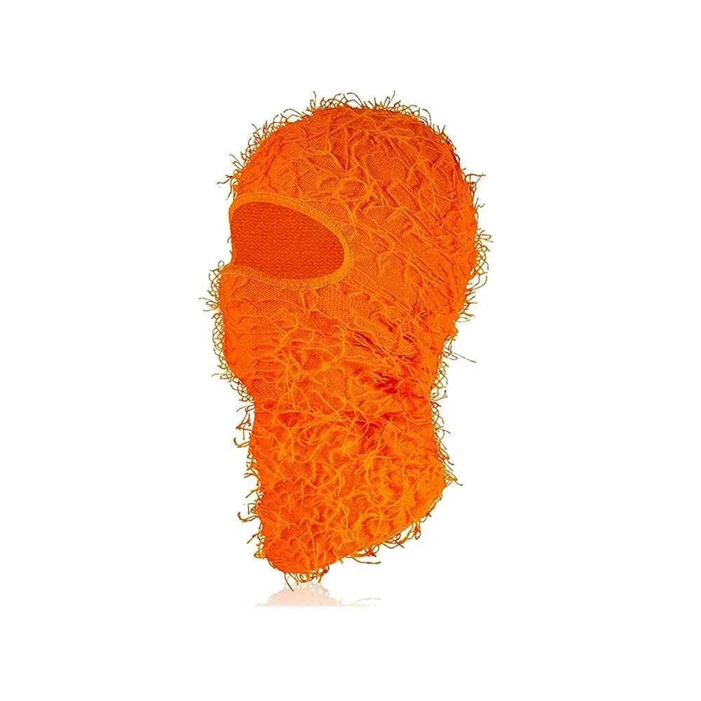 Unbranded Hats Knitted Single-Hole Balaclava — Tangerine red
