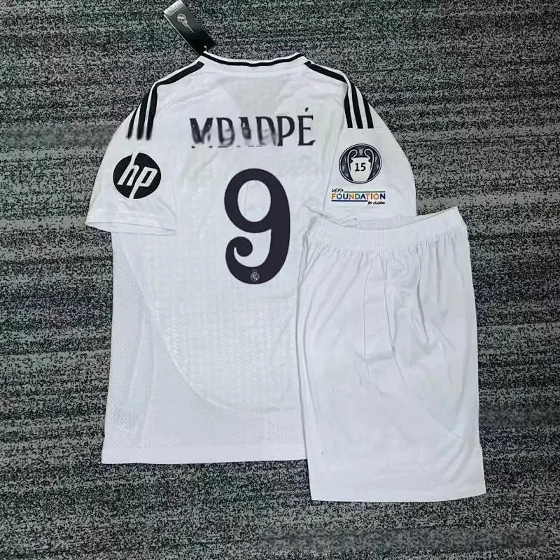 Adidas Football Jerseys 24/25 Club Jersey and Shorts Set — 24-25 Real Madrid’s home stadium-9 No. Mbappe
