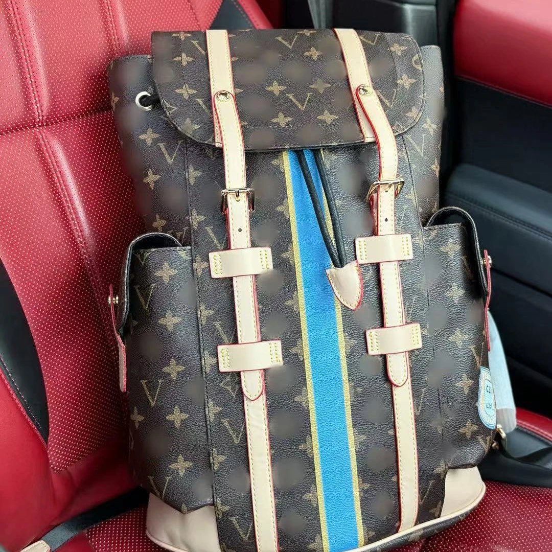 Monogram Canvas Brown Beige Vintage Stripe Backpack