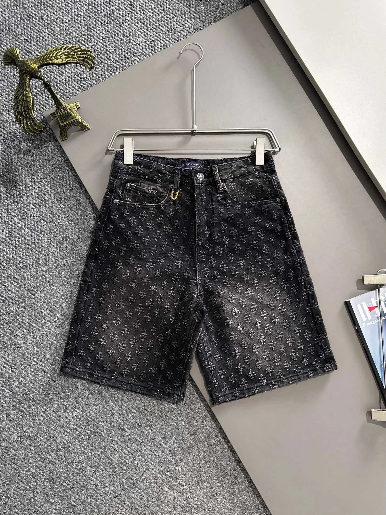 Louis Vuitton Shorts Textured Denim — L*OUIS VUI*TTON