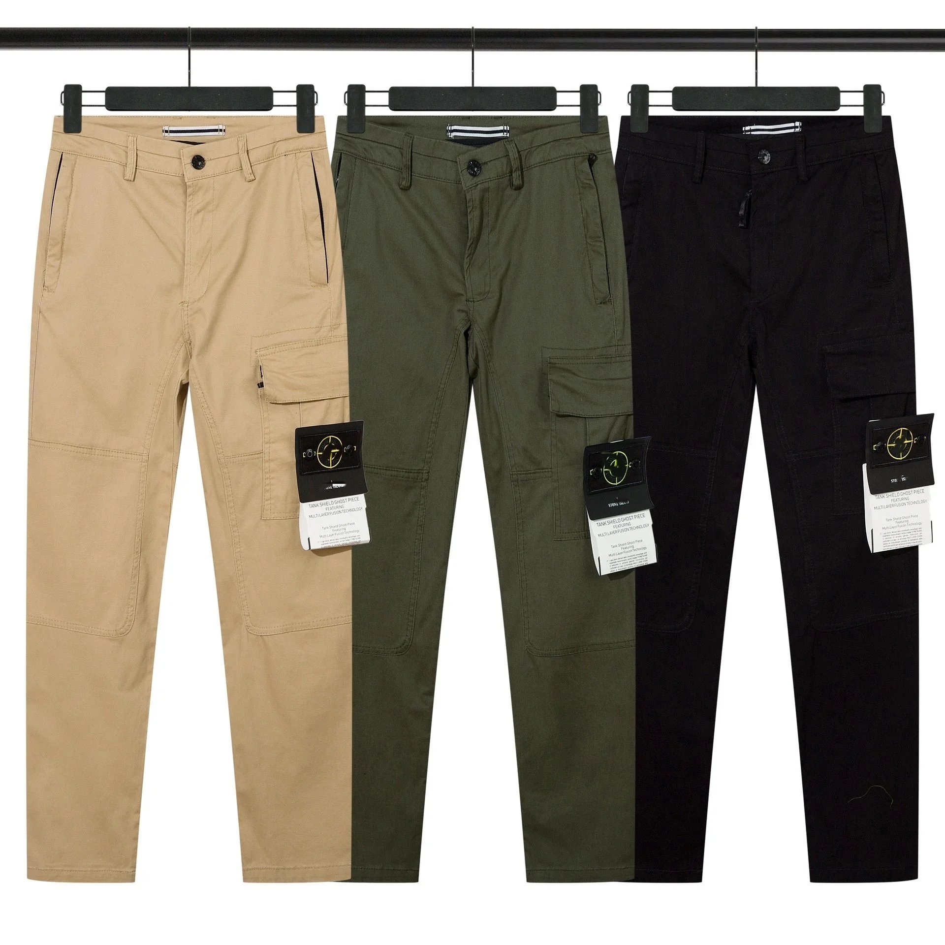 Stone Island Tank Shield Ghost Piece Beige Olive Black Cargo Pants