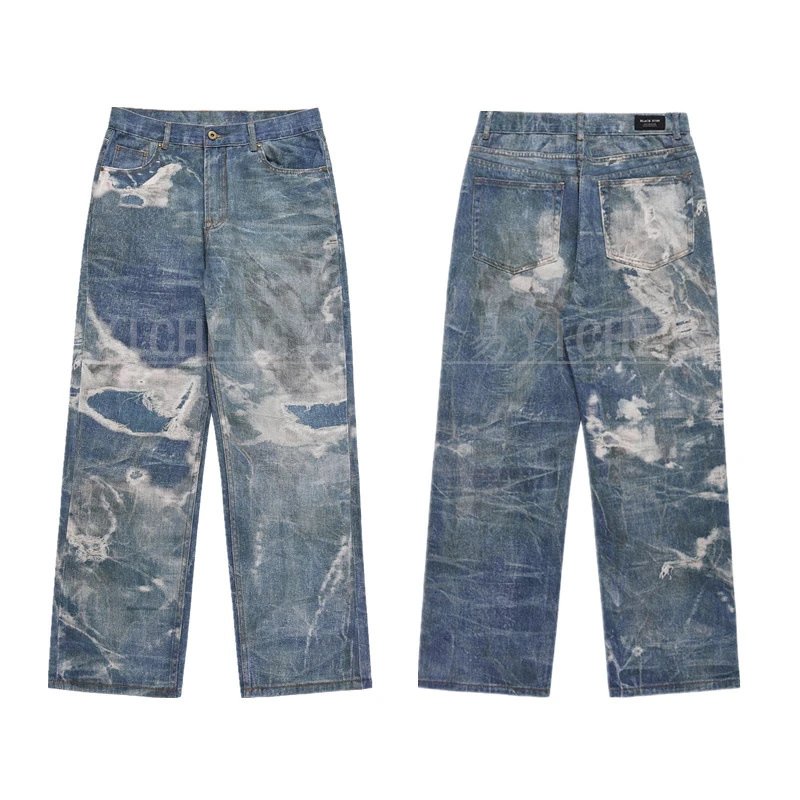 Unbranded Jeans Washed distressed denim — Q 076 Laser Print Jeans