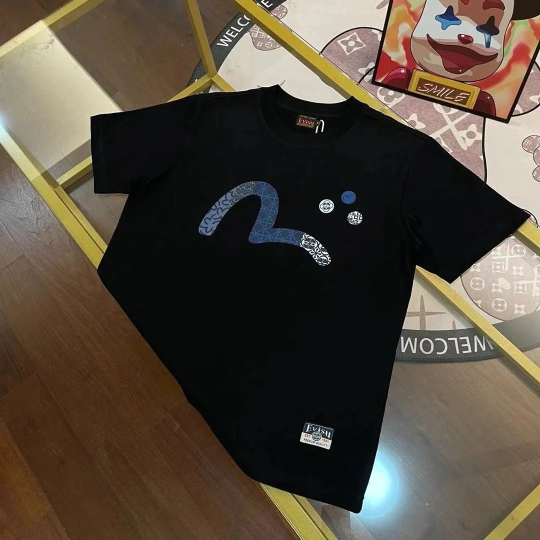 Evisu T-Shirts Short-Sleeve T-Shirt with Seagull Graphic — EVIS*U