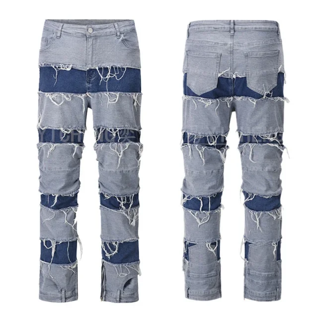 Unbranded Jeans Washed distressed denim product detail image 22