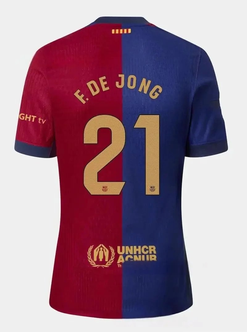 FC Barcelona Football Jerseys 2024/25 Home Jersey — La Liga armband+21 No. fans.