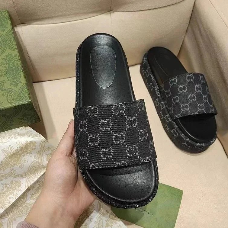 Gucci Slide Black GG Monogram Casual Slippers