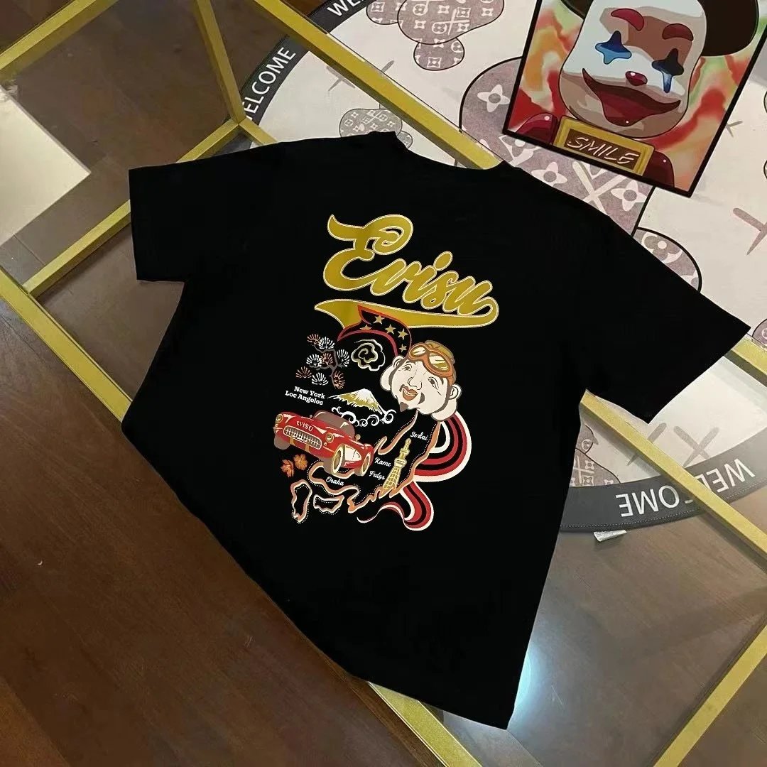 Evisu T-Shirts Short-Sleeve T-Shirt with Seagull Graphic — E V*IS U