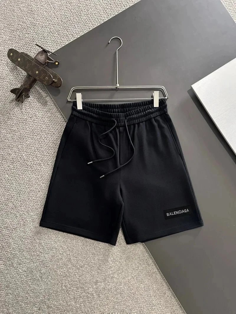 Balenciaga Shorts Elastic-Waist Drawstring Denim with Trefoil Logo — 6BALEN*CIAGA